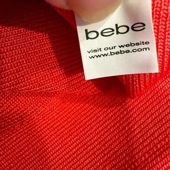 Bebe strapless mini bodycon dress lace up front gold zip up back pink sz med - Picture 14 of 14